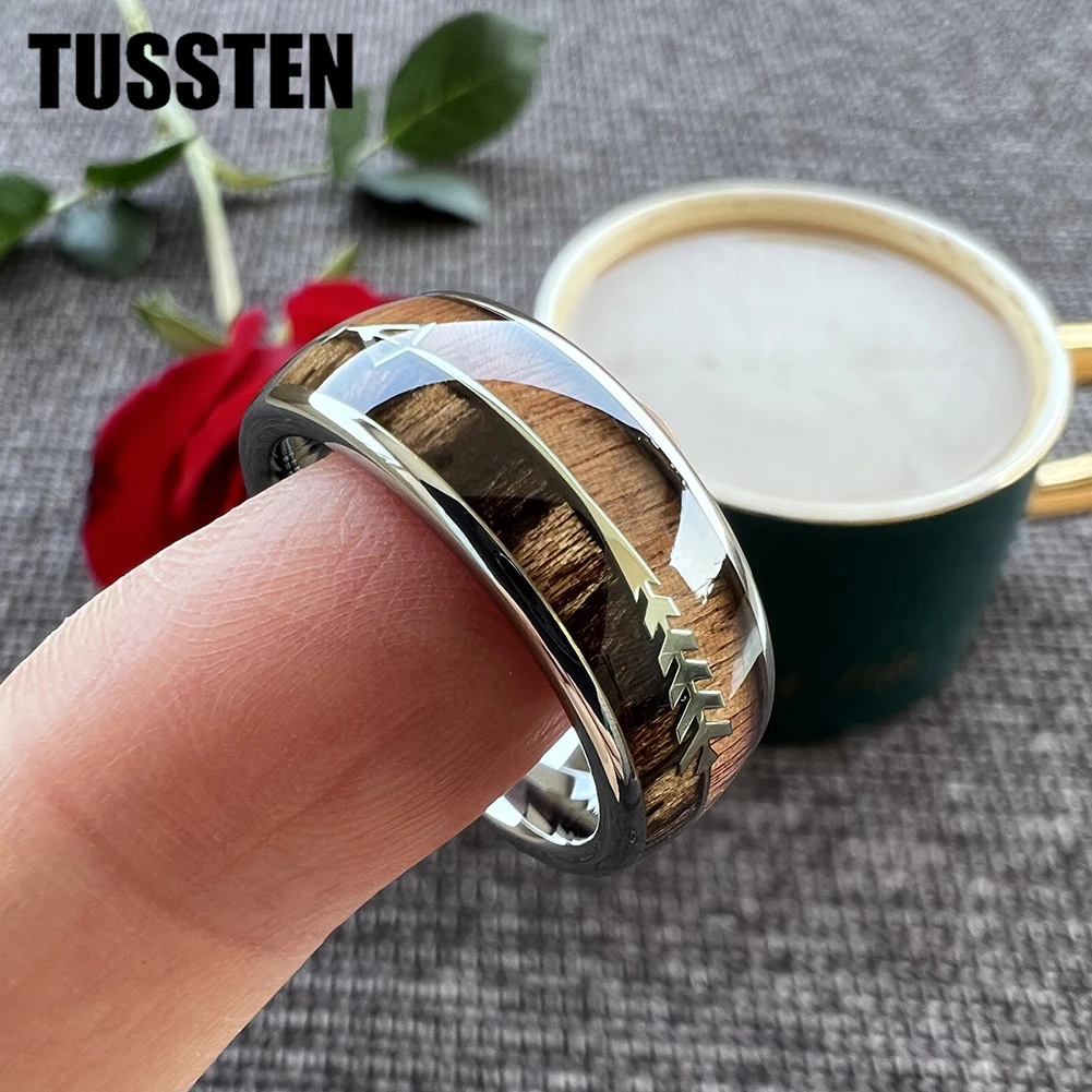 Dropshipping TUSSTEN Cool Men Women Ring Tungsten Engagement Wedding Band  Arrow Inlay 6MM /8MM Available