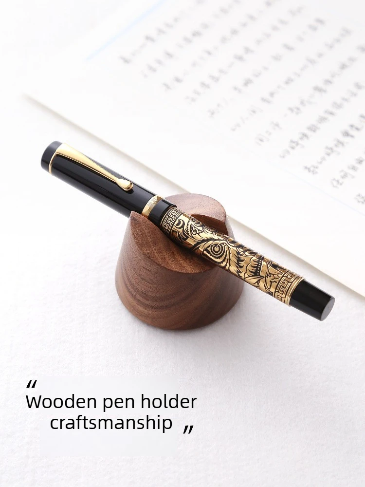 Walnut Wood Fountain Pen Holder Stand for Desk Organizer and Stationery Supplies
