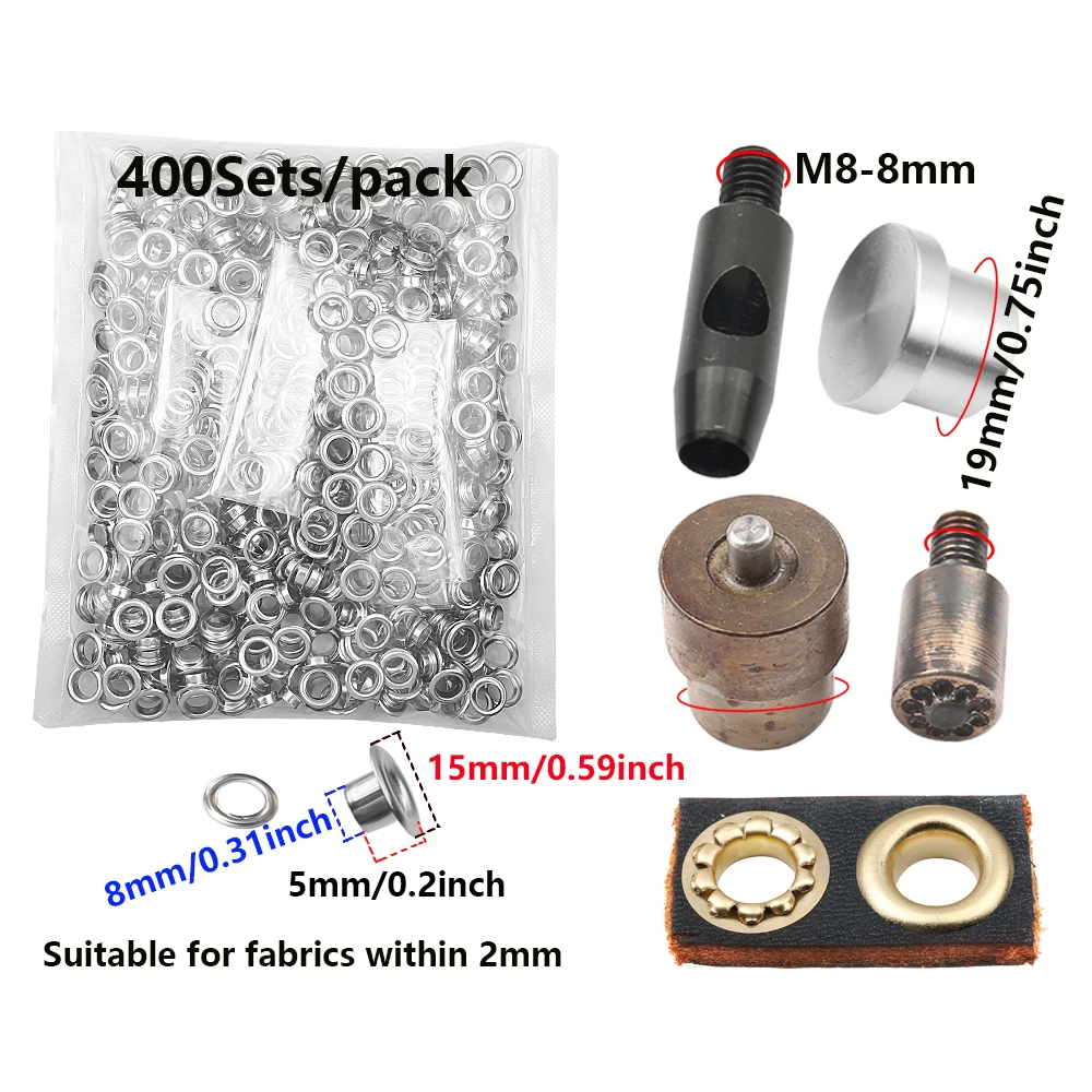 3mm-10mm Eyelet Dies 200-1000Sets Eyelets Grommet Round Rings Punching Tarpaulin Paper Leather