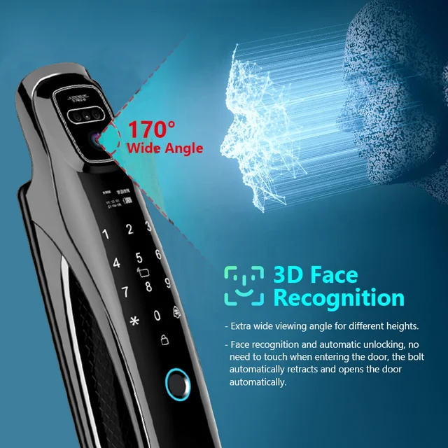 Wifi Tuya APP Face Recognition Smart Door Lock With Camera Video Call Voice Intercom Digital Door Lock Automatic Door Lock 2