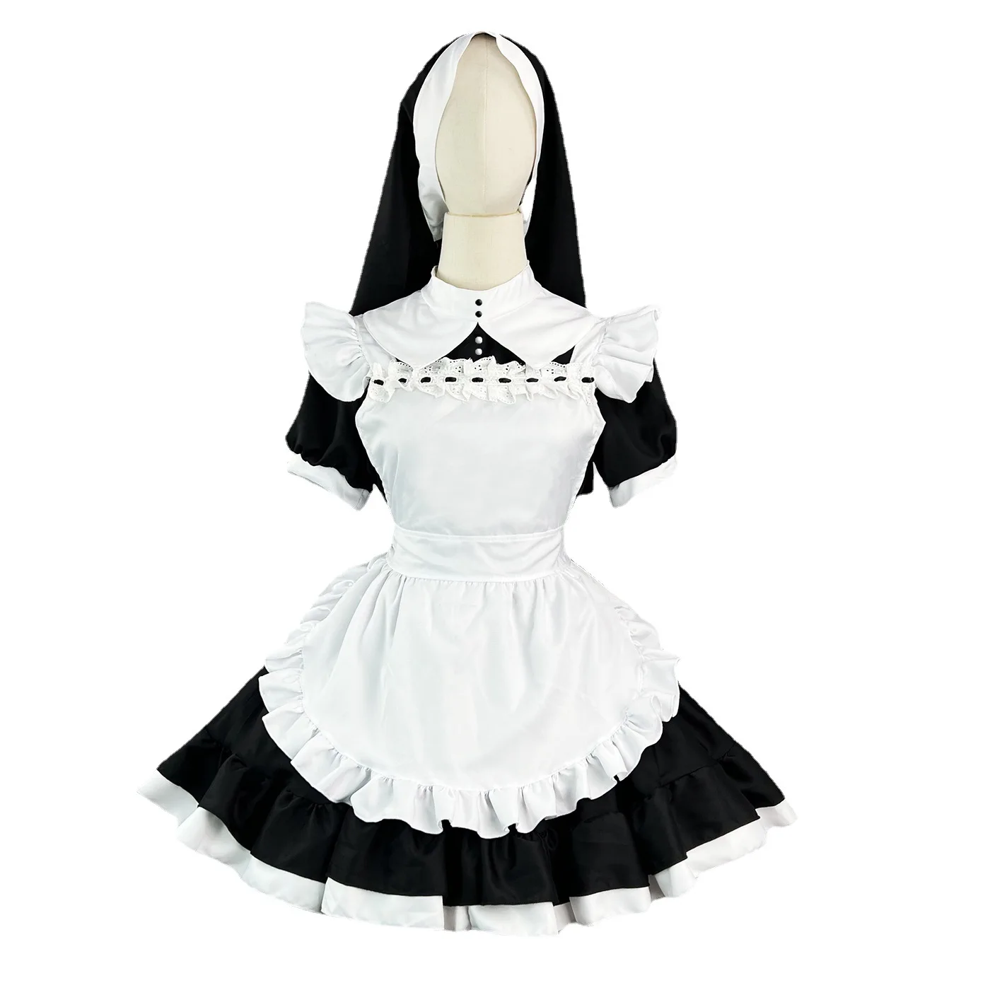 

Adult Black Lolita Nun Costumes Cosplay Maid Dress