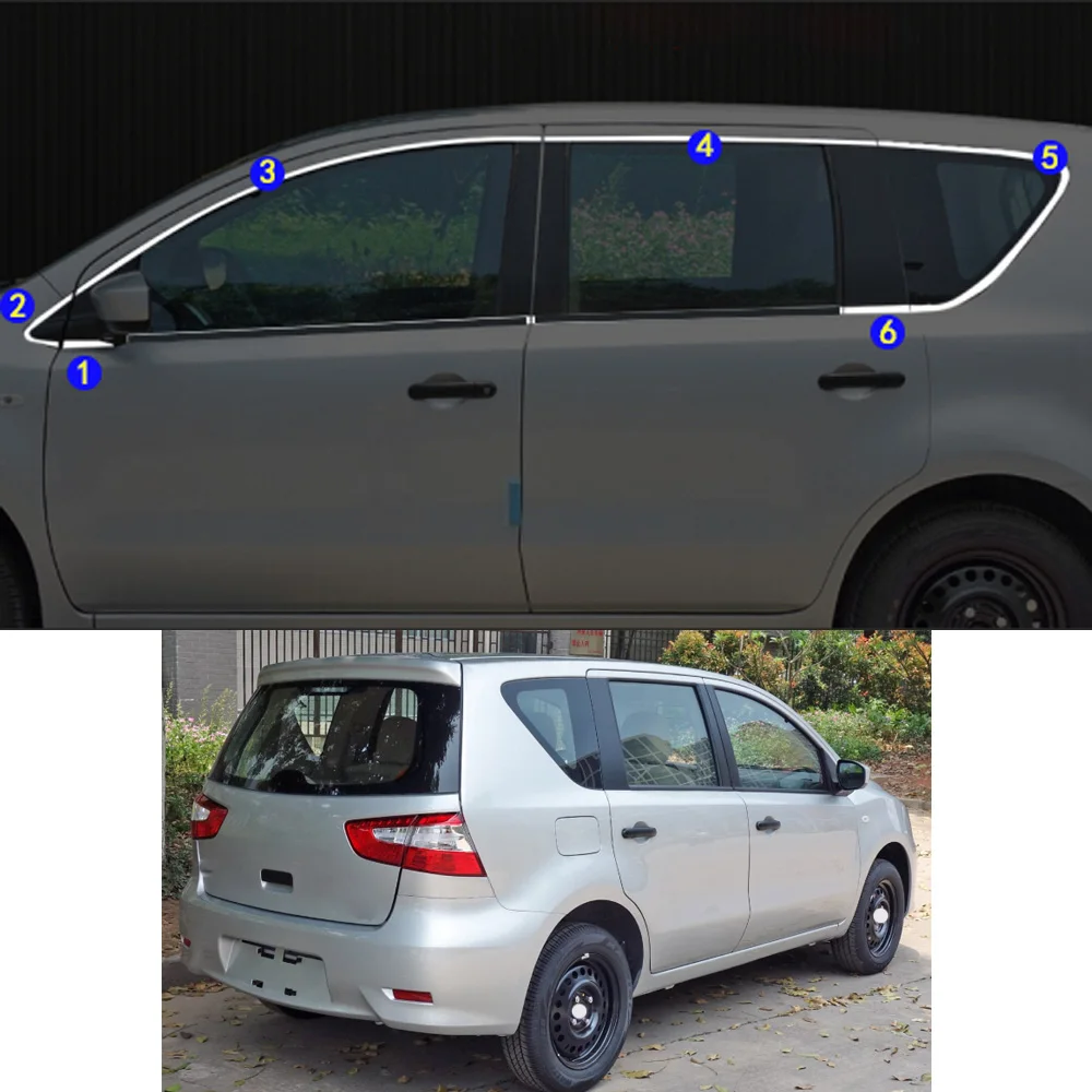 

For Nissan Livna LIVINA 2013 2014 2015 2016 2017 2018 2019 Car Sticker Garnish Pillar Window Middle Strip Trim Frame Hoods