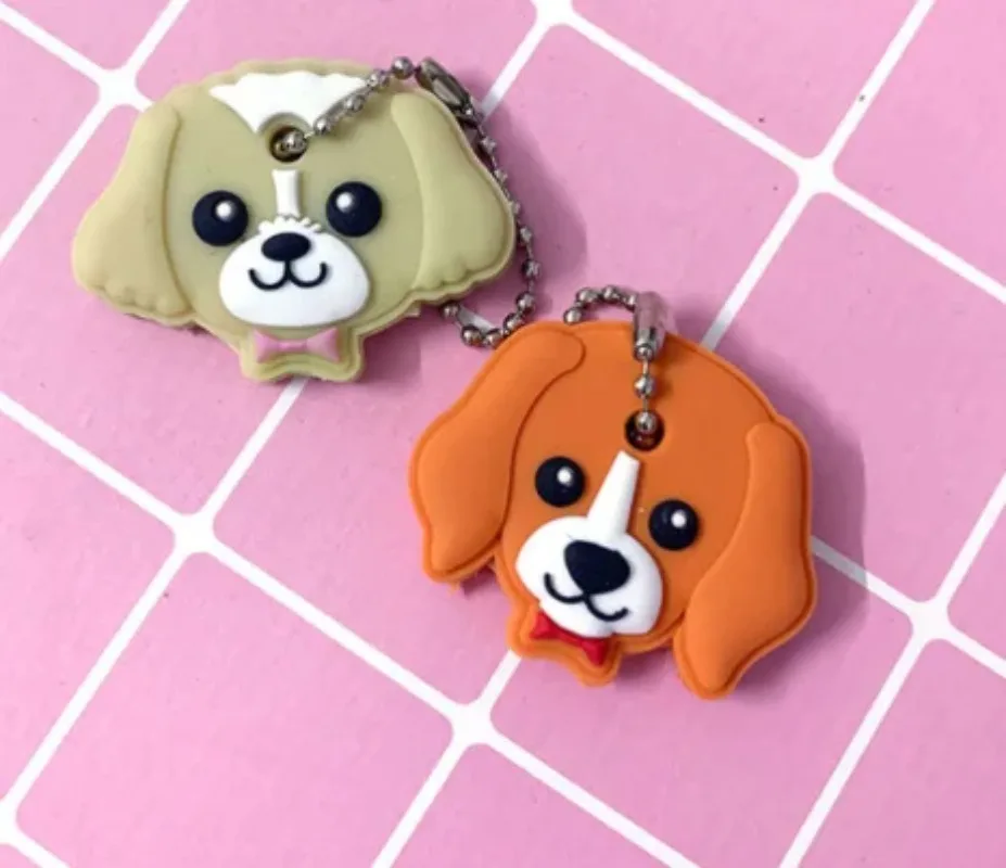 2Pcs/Set Animals Shape Lovely Silicone Key Cap key Cover key holder Keychain Rings Key Case Management For Girl Jewelry Gift