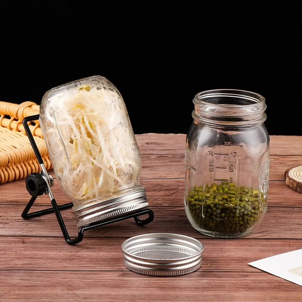 Hydroponic Gardening Kit 16/32oz Sprouting Jars Screen Lids Sprouts Growing Kit Wide Mouth Mason Jar Seed Germination