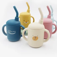 New cartoon 120ML Baby Silicone Sippy Cup BPA-Free Portable Storage Snack Container Feeding Cup  Leakproof trainer cup