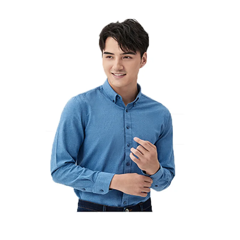 

All Cotton Matte Solid Color Shirt for Men's Long Sleeved Pure Cotton Wrinkle Slim Fitting Casual Business