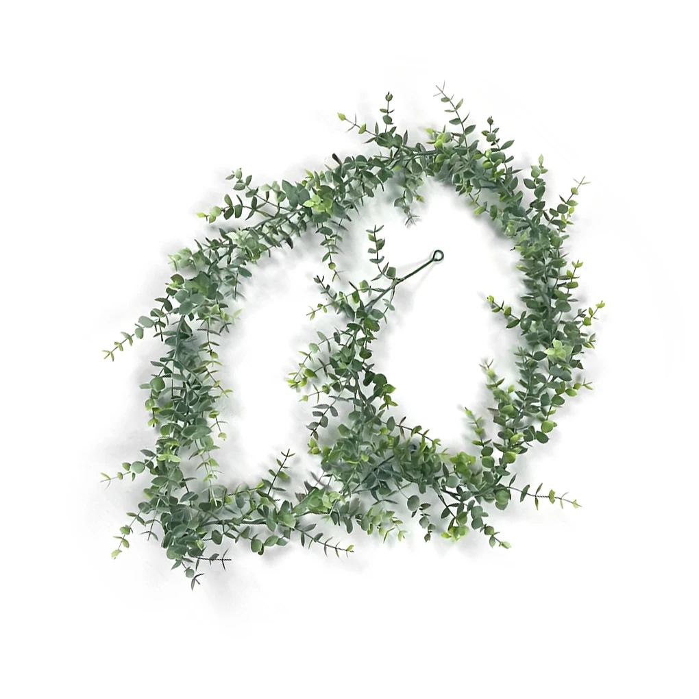 

2 Pieces Artificial Eucalyptus Vines Garden Fake Plant Wall Hanging Plastic Garland Wedding Kitchen Party Decor