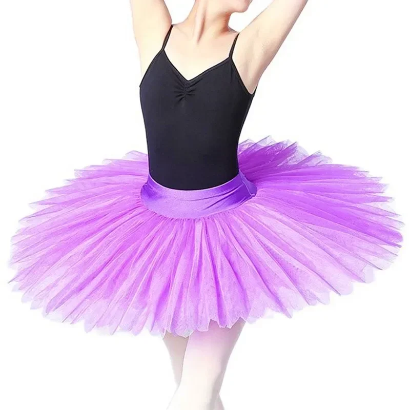 Ballet Tutus Skirts For Adult Child Stiff Mesh Pancake Belly Dance Girls Practice Kids White Swan Lake