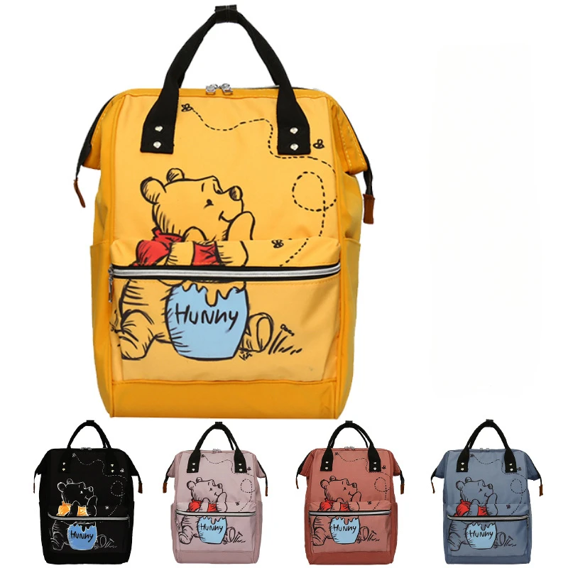 

Disney Winnie Pooh Backpack Anime Large Capacity Travel Mommy Bag Women's Backpack Knapsack Cartoon Kids Bag Schoolbag Gift