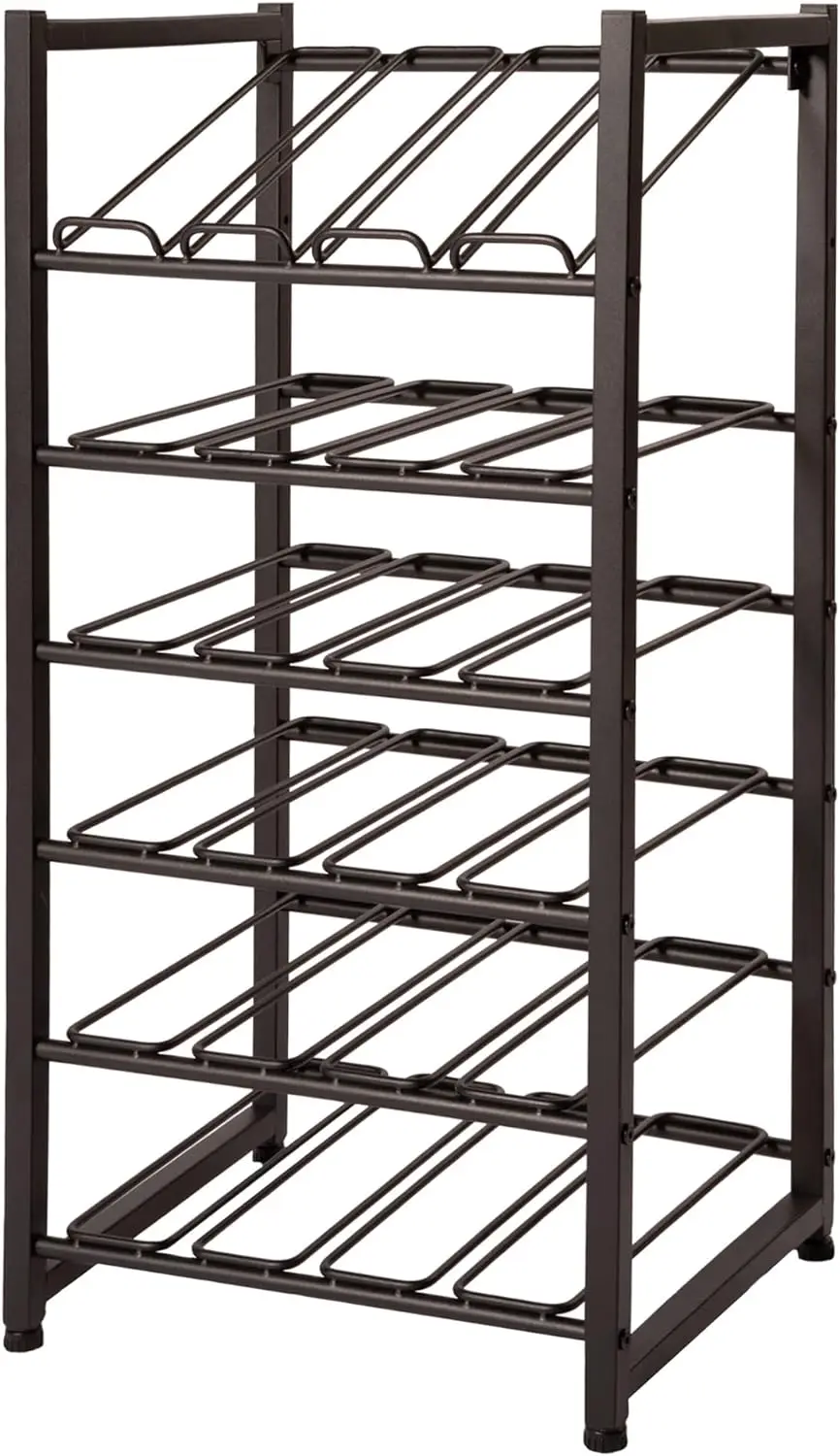 Up to 24 Wine Bottles-Industrial Kitchen Storage Bottle Display Stand-Matte Black Metal Construction 16.5 x 13.5 x 31.6in