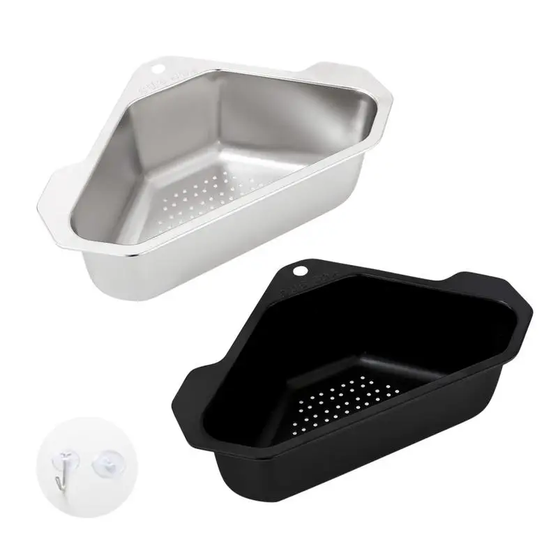 

Sink Drain Basket Stainless Steel Triangular Sink Drainer Punch-Free Corner Food Waste Storage Rack for kitchen household tools