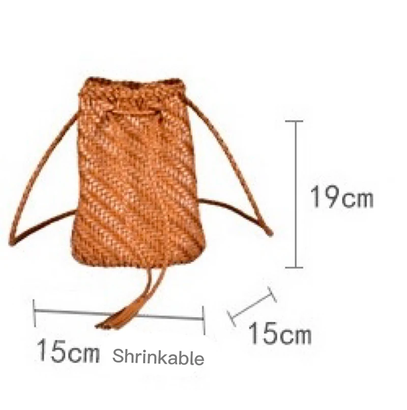 Women's Bag Top Layer Cowhide Woven Bucket Package Genuine Leather Vegetable Basket Pack Retro Handbag INS Style For Ladies