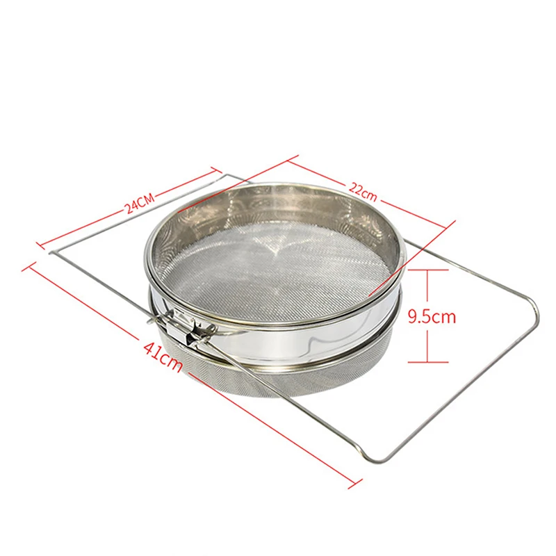 Double-Deck Stainless Steel Honey Strainer Double Screen Sieve Stainless Steel Beekeeping Equipment Filter Durable Settling Tank