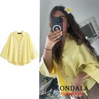 KONDALA Minimalist Casual Loose Shirt Women New 2026 Trendy Commute Wide Sleeves Shirt Spring Summer Fashion Holidays Lady Shirt - Image 2
