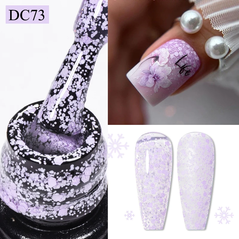 

Mtssii 7ml Snow Flake Gel Nail Polish UV LED Semi Permanent Blue Green Pink White Snow Sequins Nails Art Design Varnish