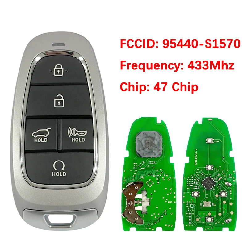 

CN020254 Aftermarket Key For Hyundai Santa Fe 2021-2022 5 Button Smart Key Fob FCCID 95440-S1570 TQ8-FOB-4F27 47 Chip 433Mhz