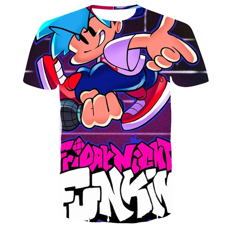 

3D Music Rhythm Game Friday Night Funkin Print T Shirt FNF Graphic T-shirts For Men Kid Fashion Streetwear Hip Hop Short Sleeves