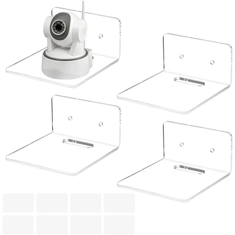 Wall Shelves 4pcs Wall Shelves Acrylic Floating Shelves Small Clear Shelf Display Ledges Adhesive Hanging Shelves for Smart Speaker Action