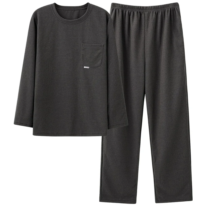 

Men Male Pyjamas Pajamas Set Hombre Full Big Cotton Sleepwear Solid Casual L-4XL Pijamas For Men Long-sleeve Para Yards Homewear
