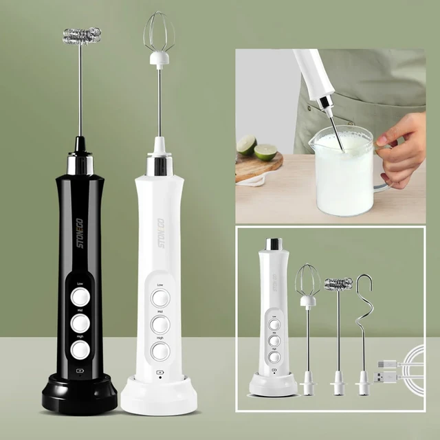 Electric Milk Frother Set With Base Foam Maker Handheld Foamer High Speeds  Drink Mixer Frothing Wand For Coffee Egg Milk Kitchen Accessories