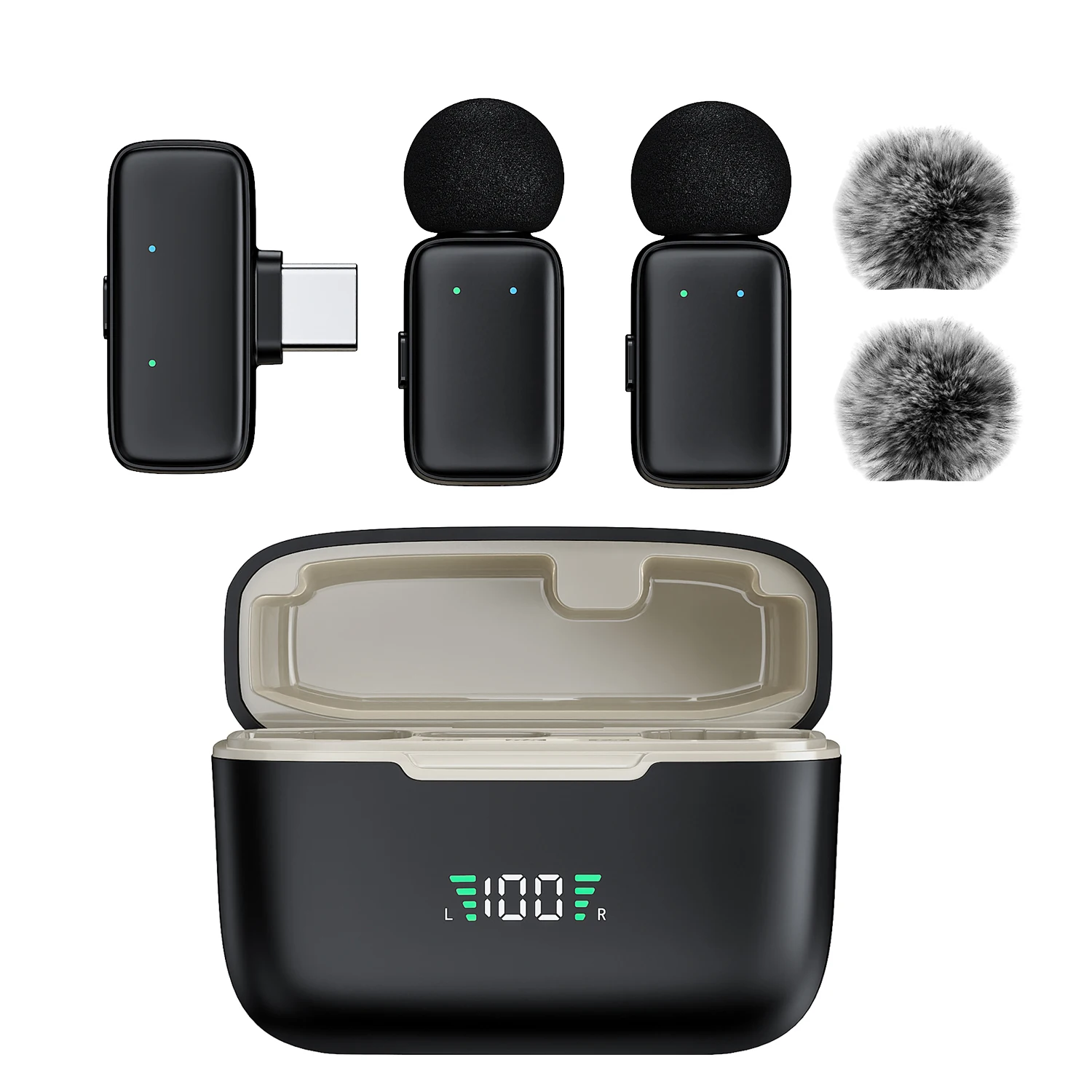 Mini Wireless Lavalier Microphones with Charging Case Clip-on Lavalier Microphone Wireless for Video Recording, Vlogging