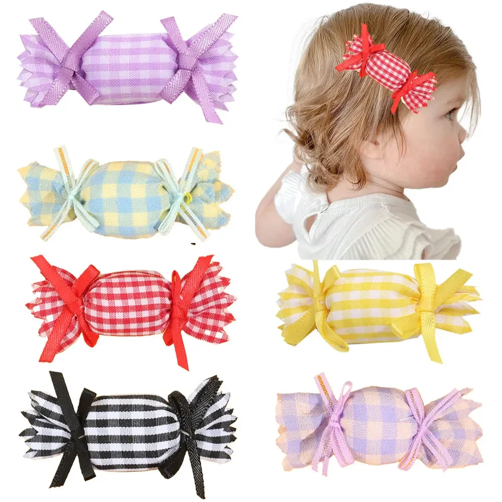 Oaoleer 4Pcs/lot New Candy Hair Clips For Kids Girls Fashion Plaid Cloth Handmade Hairpins Child Headdress Baby Hair Accessories