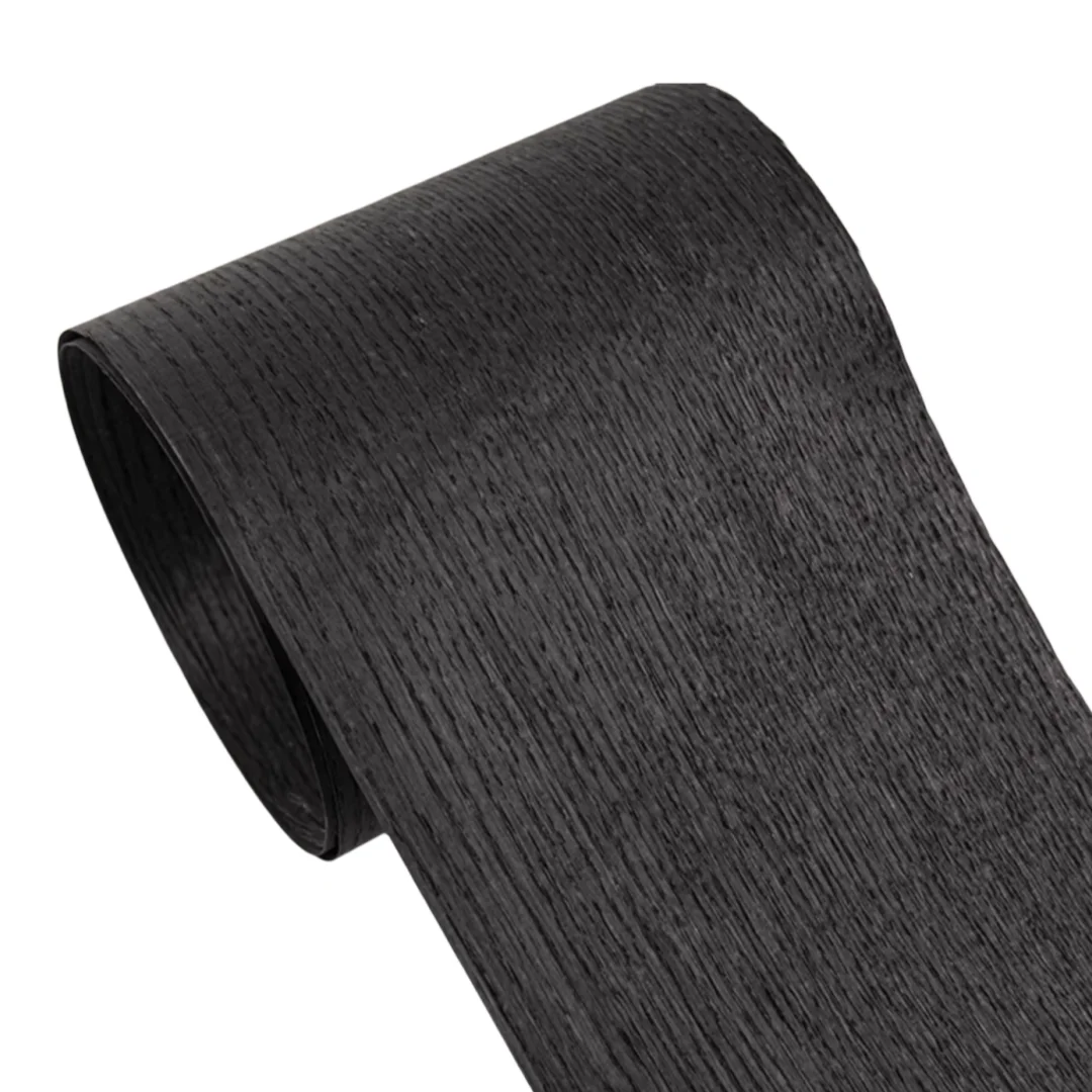 Natural Dyed Black Oak Straight Grain Solid Wood Veneer DIY Furniture Decor Length 2.6meters Width 150mm T 0.5mm