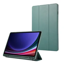 Premium PU Leather Stand Case with Pen Holder for S10 FE (10.9 inch) (Dark green)