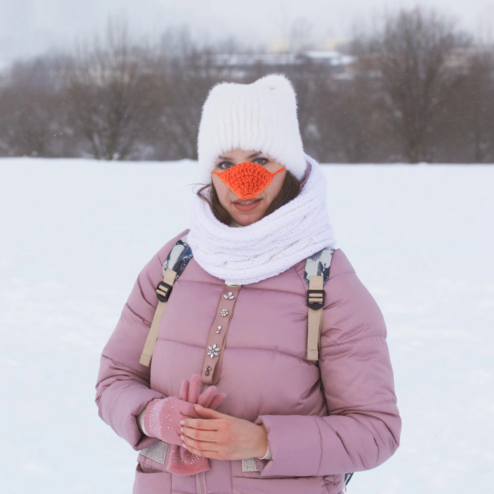 1pc Wool Weaving Nasal Mask Nose Cover Nose Warmer Cover Outdoor Antifreeze Nasal Protector Guard Nose Warmer Shield 5