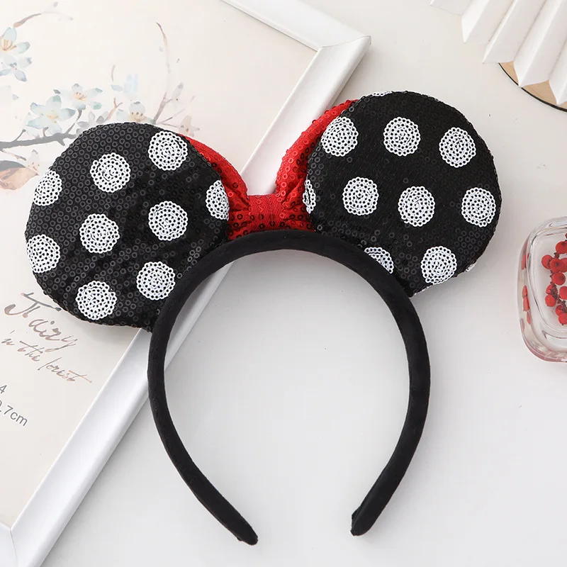 Disney Princess Hair Accessory Mickey Sequins Polka Dots Butterfly Tie Hair Headband Amusement Park Cute Accessory
