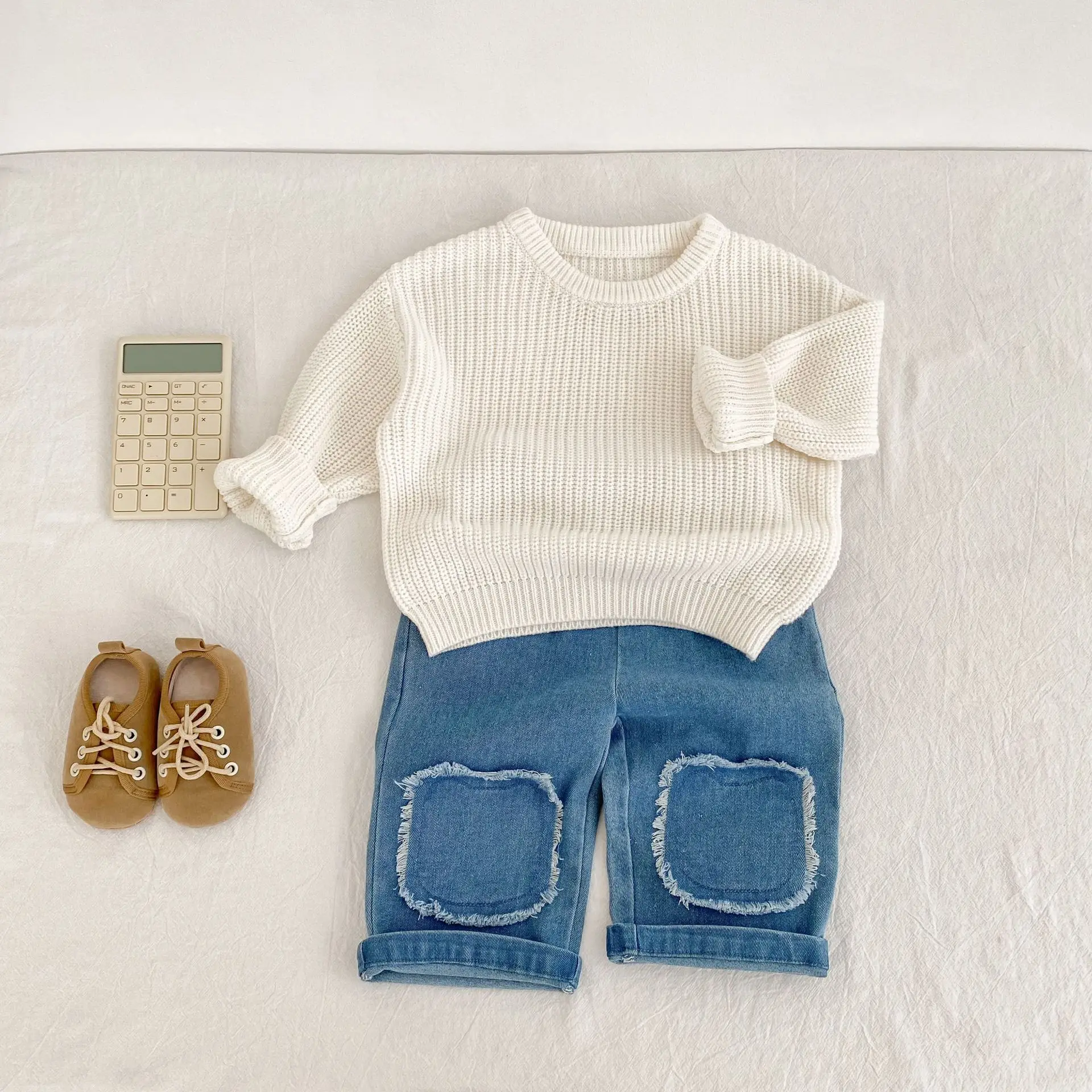 Solid Color Knitted Pullover Sweater for Baby Boys & Girls 5