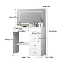Dressing Table With LED Lights Mirror And Drawers Vanity Table Makeup Desk White 6
