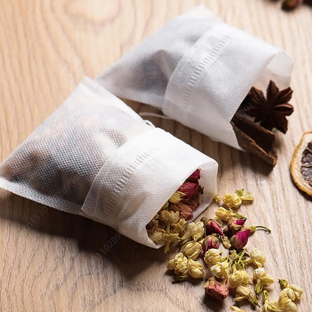 300/100Pcs Empty Tea Infuser Sachets Disposable Tea Filter Bags with Drawstring 3.15x2.36 in Safe Material for Loose Leaf