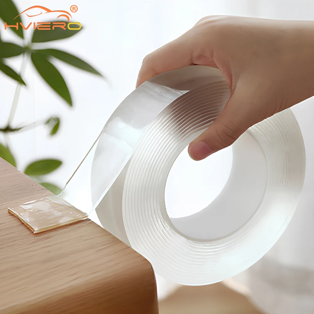 Double Sided Tape 1m3m5m 1mm Thickness Nano Tape Waterproof Wall Sticker Reusable Heat Resistant Bathroom Home Decoration Transparent