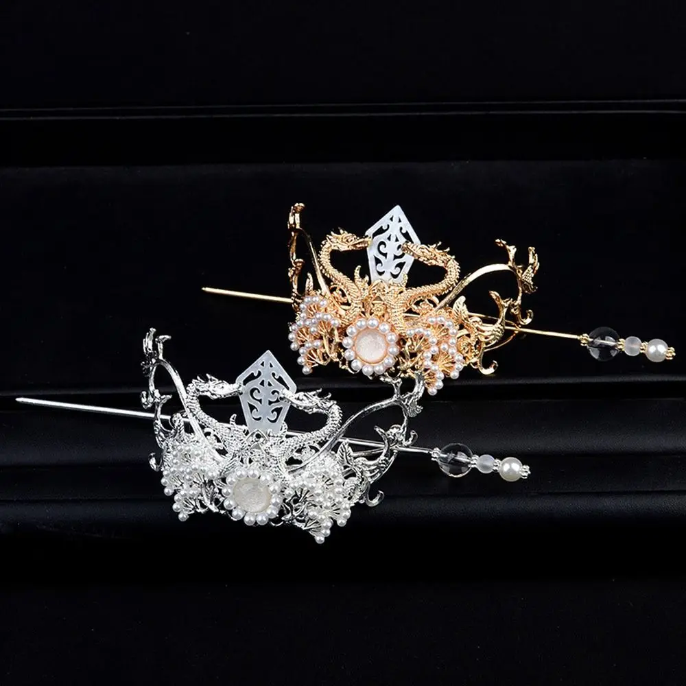 

Держатель для девочек ювелирные изделия Стик для волос Дракон Кристалл Мужчины Hanfu орнамент в китайском стиле корона для волос женская тиара аксессуары для волос