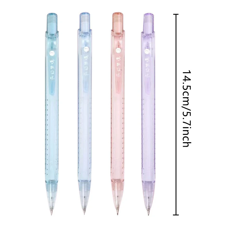 4Pcs 0.5/0.7mm Automatic Pencil Elementary School Activity Pencil High Aesthetic Value Colored Transparent Pen Holder 6