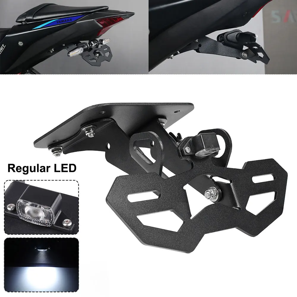 야마하 YZF R3 R25 MT25 MT03용 MT 03 R3 LED 라이트 번호판 홀더, 조절 가능한 펜더 제거기, MT03 오토바이 액세서리