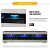 LED TV stand, gray black TV stand with LED lights, TV media console with glass frame 6