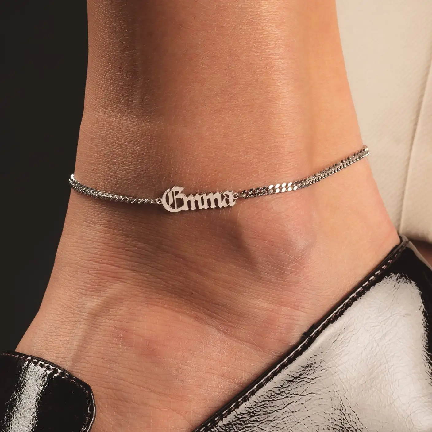 Custom Name Anklet Personalized Name Anklet Cuban Chain Anklet