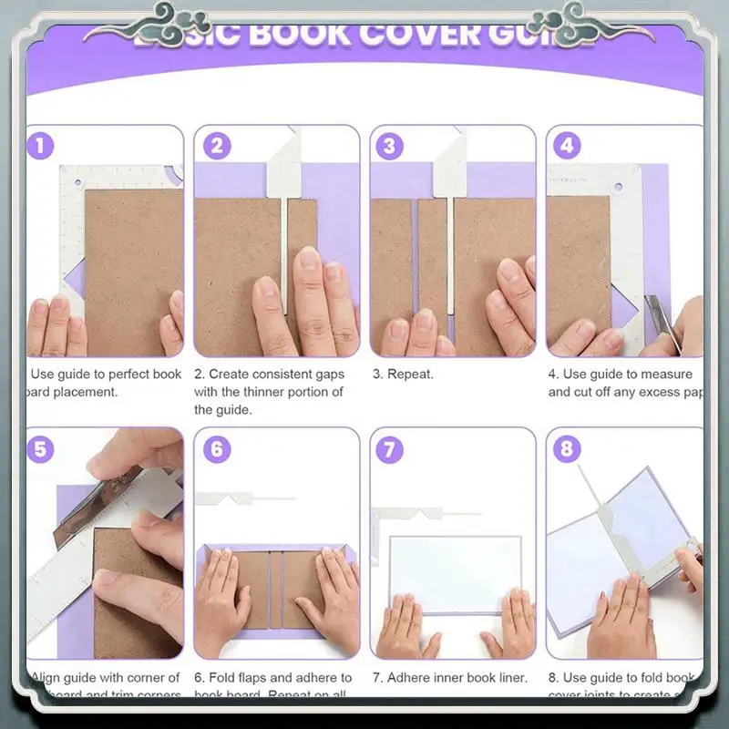 ABIJ-2X 5-In-1 책 표지 가이드, 제본 키트, 책 제본 키트 책 표지 DIY 도구를 만들기위한 책 제본 커버 도구