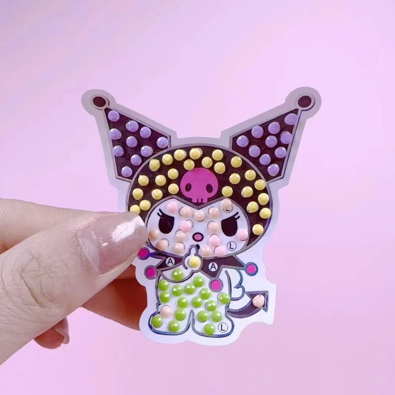 Criativo sanrio kuromi pintura diamante dos desenhos animados anime  hellokitty crianças diy artesanal diamante pintado bordado série brinquedos  - AliExpress