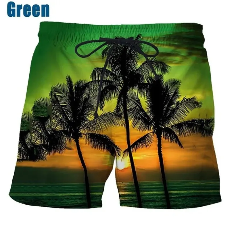 Coconut Tree Hawaiian Beach Shorts 3D Printing Summer Men's Casual Swimming Shorts High Elastic Quick Dry Swim Trunks 5