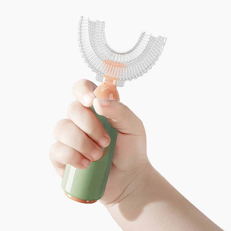 Cartoon Handheld 360 Degree U-shaped Baby Toothbrushes Soft Silicone Teeth Brushes Kids Teeth Cleaner Oral Care Cleaning Tool