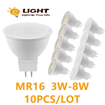 MR16 GU5.3 LED 스포트라이트 3W-8W 220V AC110V AC/DC12V 빔 각도 38/120 도, 가정용 에너지 절약 실내 전구 테이블용