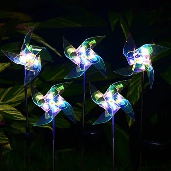 태양열 풍차 LED 조명, 방수 야외 안뜰 정원 장식 LED 바람개비 램프, 잔디 램프