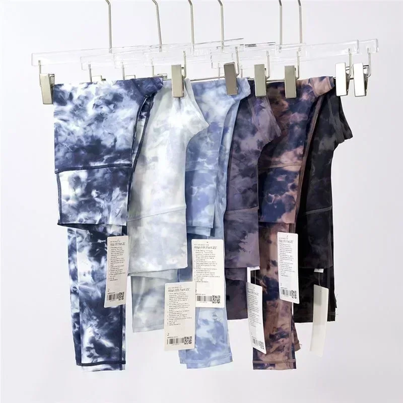 Lemon Women Tie Dye Yoga Tight Fit Leggings Sport Bra High Waist Sports Pants 25