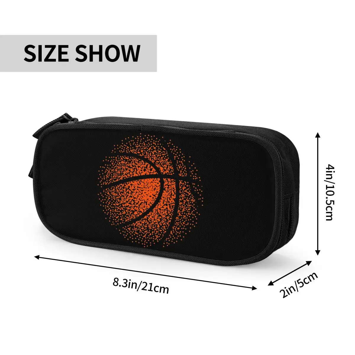 Cute Basketball Dots Round Pencil Cases for Girls Boys Large Storage Physical culture Pencil Bag School Supplies