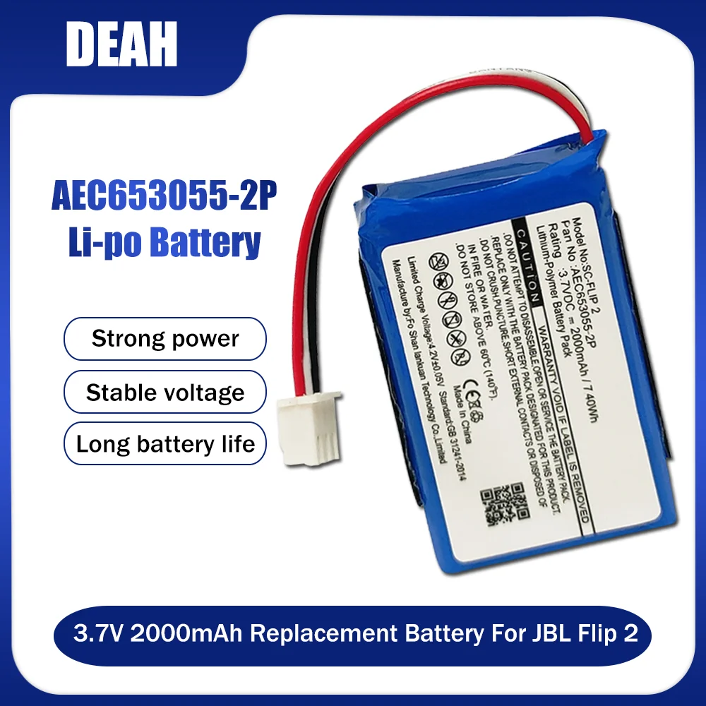 vhbw 1x batteria sostituisce JBL AEC653055-2S per casse, altoparlanti, speaker (1050mAh, 7,4V, Li-Poly