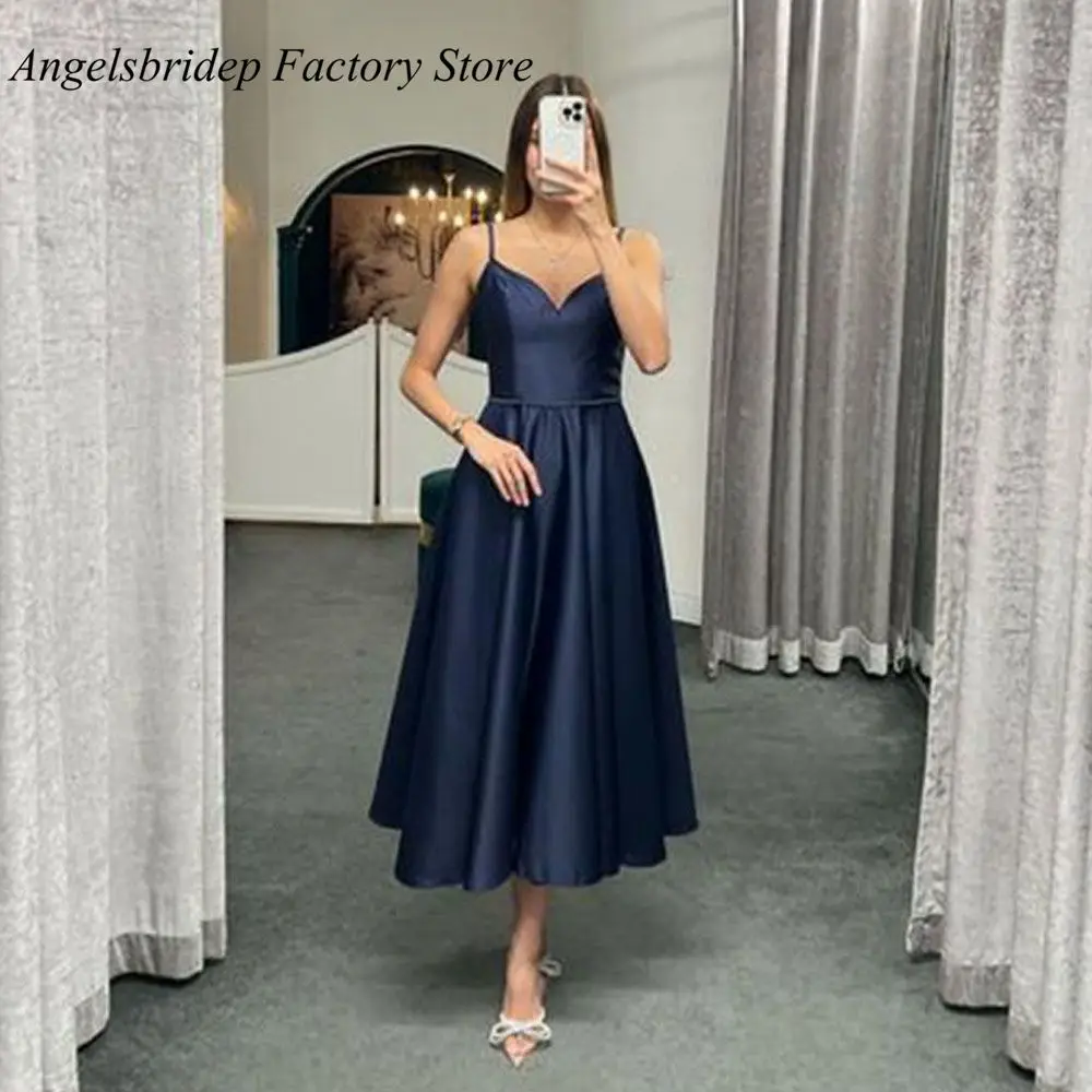 

Angelsbridep пляжные платья на тонких бретельках с бисером для выпускного вечера 2022 ниже колена сексуальные строгие платья для вечеринки