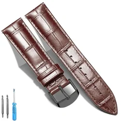 Elegant Genuine Calfskin Leather Watch Band Replacement Strap - 22mm (Brown Black)